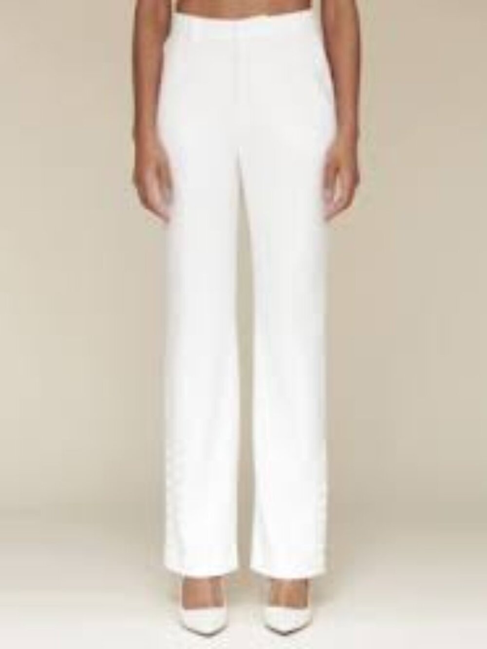 Avec Les Filles Cream Knit Button-Detail Casual Pants
